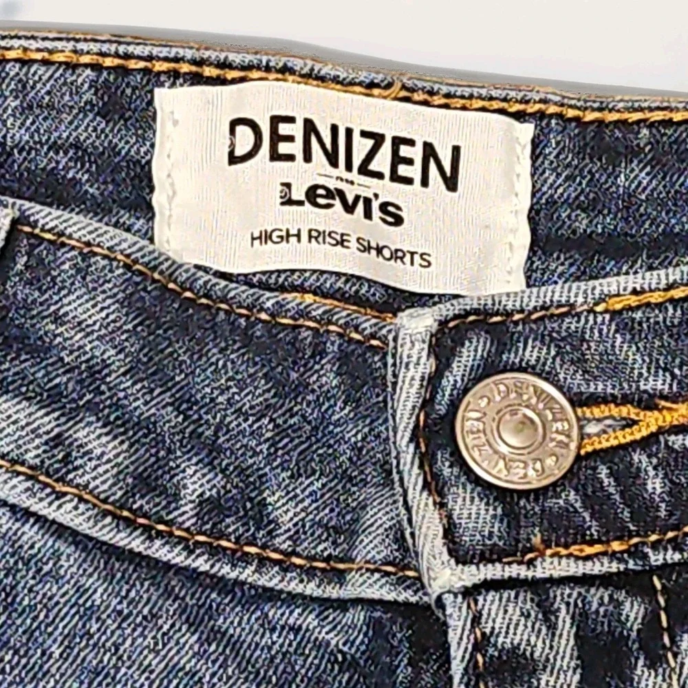 Denizen Levis Shorts Womens 12 Blue High Rise Denim Cotton Stretch Distressed - Picture 2 of 6